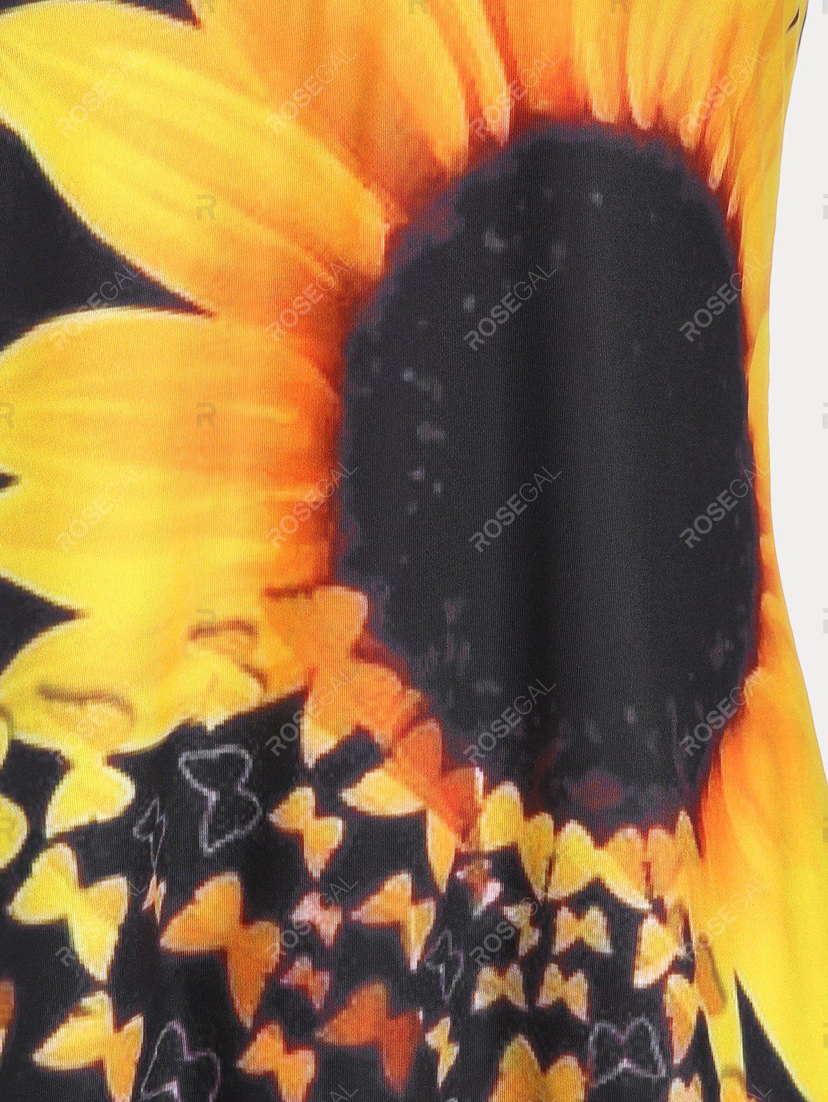 Plus Size & Curve Sunflower Print Crisscross Sundress