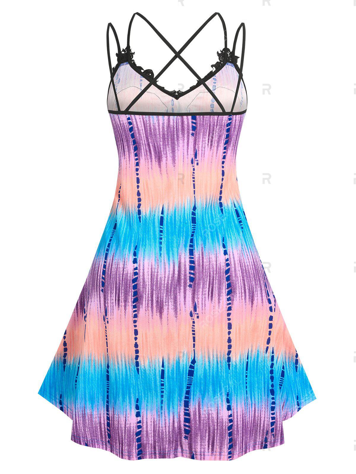 Plus Size & Curve Tie Dye Lace Panel Midi Dress