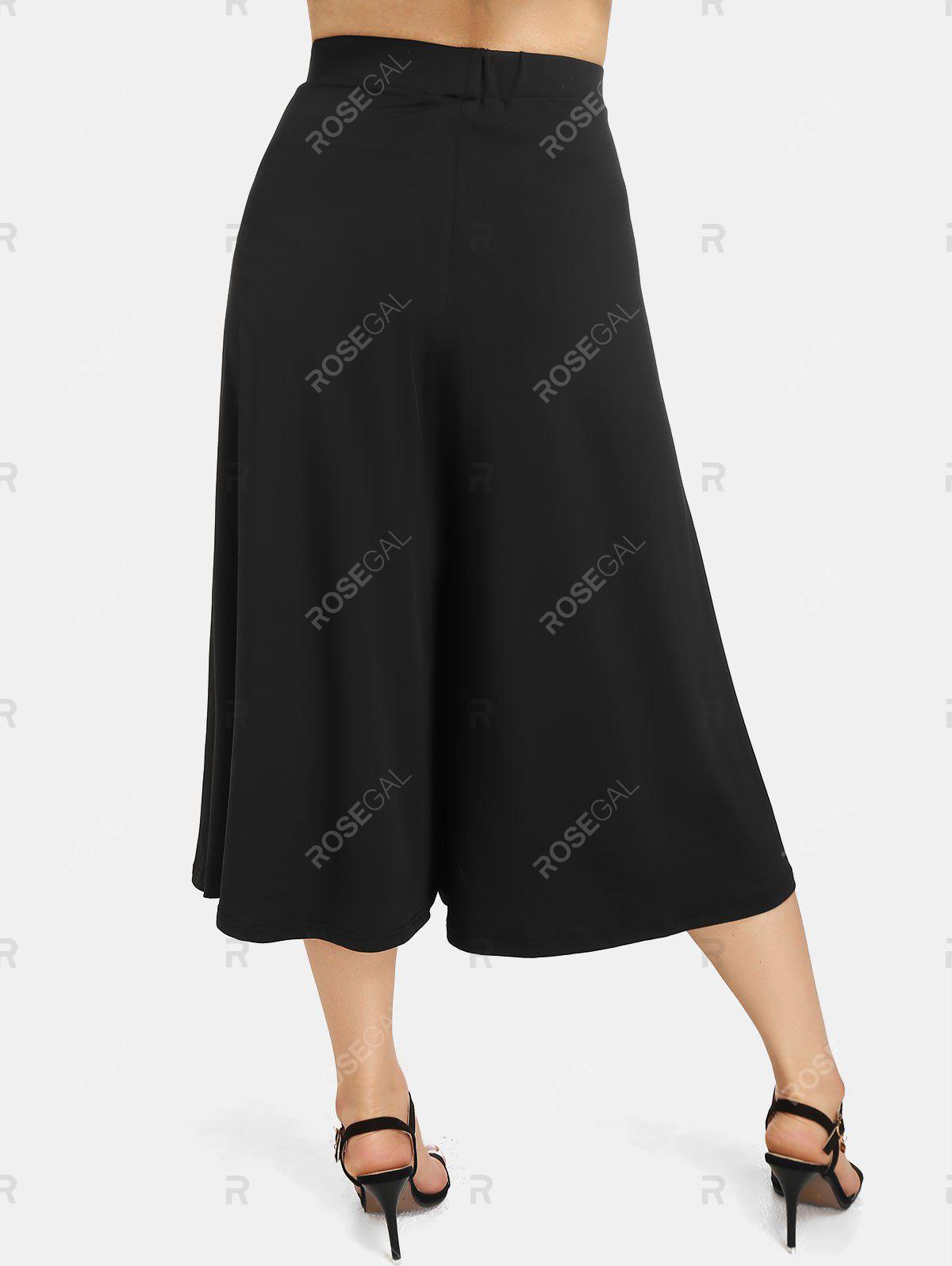 Plus Size & Curve Lace Panel Capri Culotte Wide Leg Pants