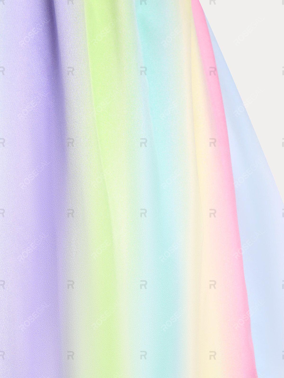 Plus Size & Curve Rainbow Backless Grommet Cutout Midi Dress