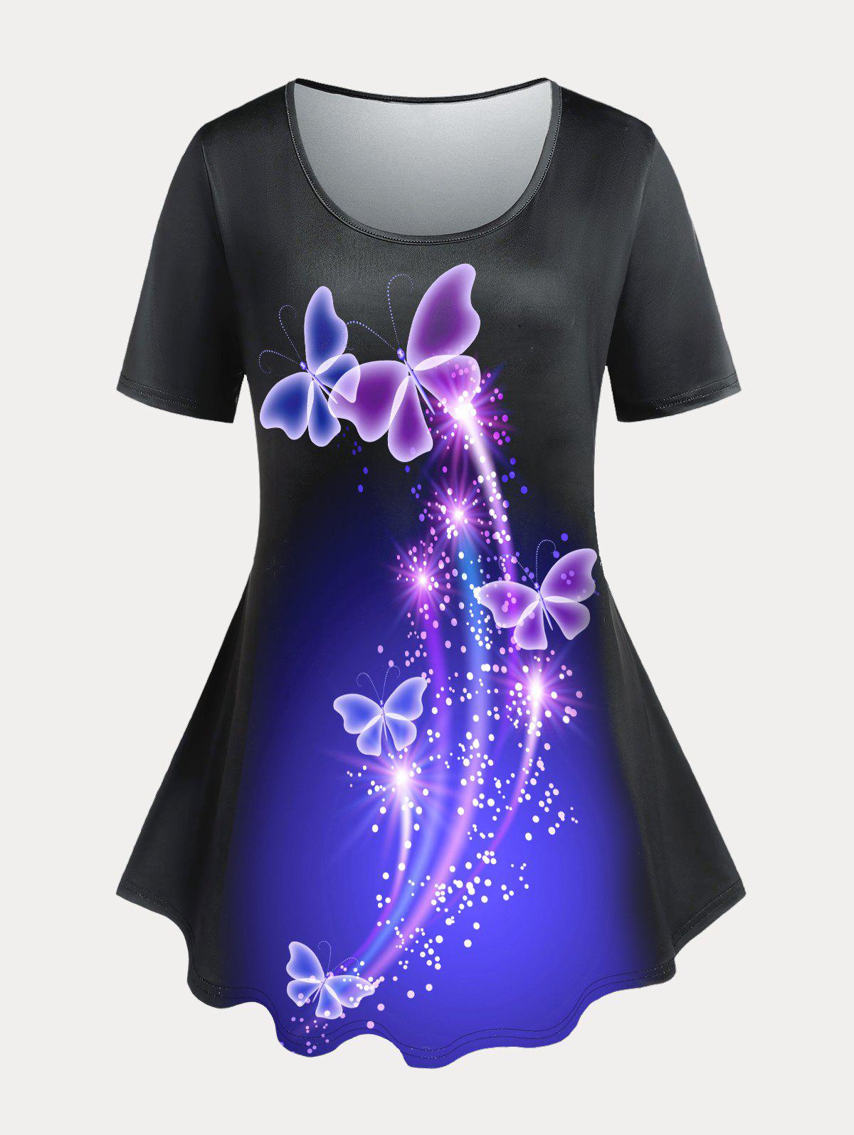 Plus Size & Curve Butterfly Print T-shirt