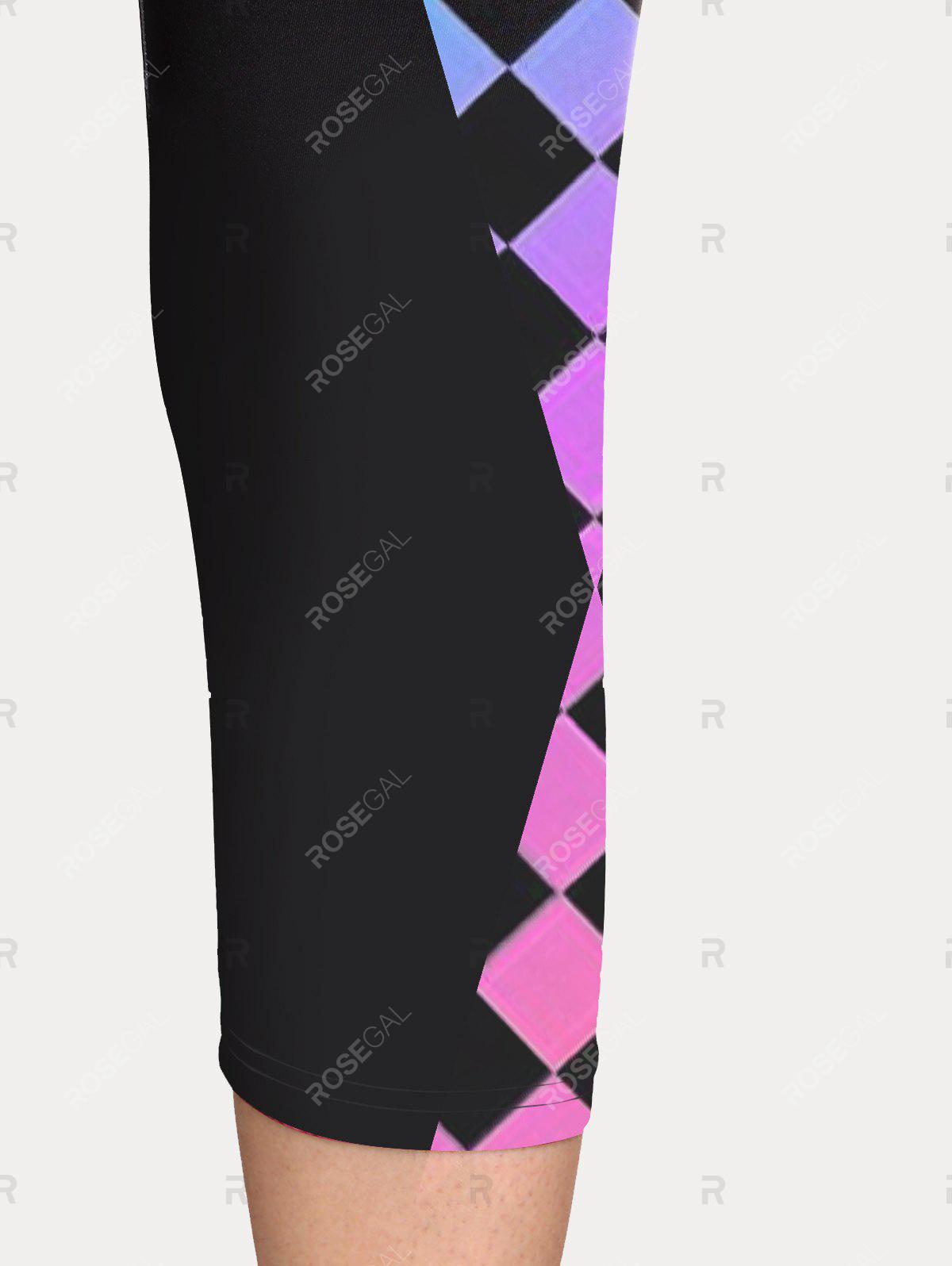 Plus Size & Curve Ombre Geometric High Rise Capri Leggings