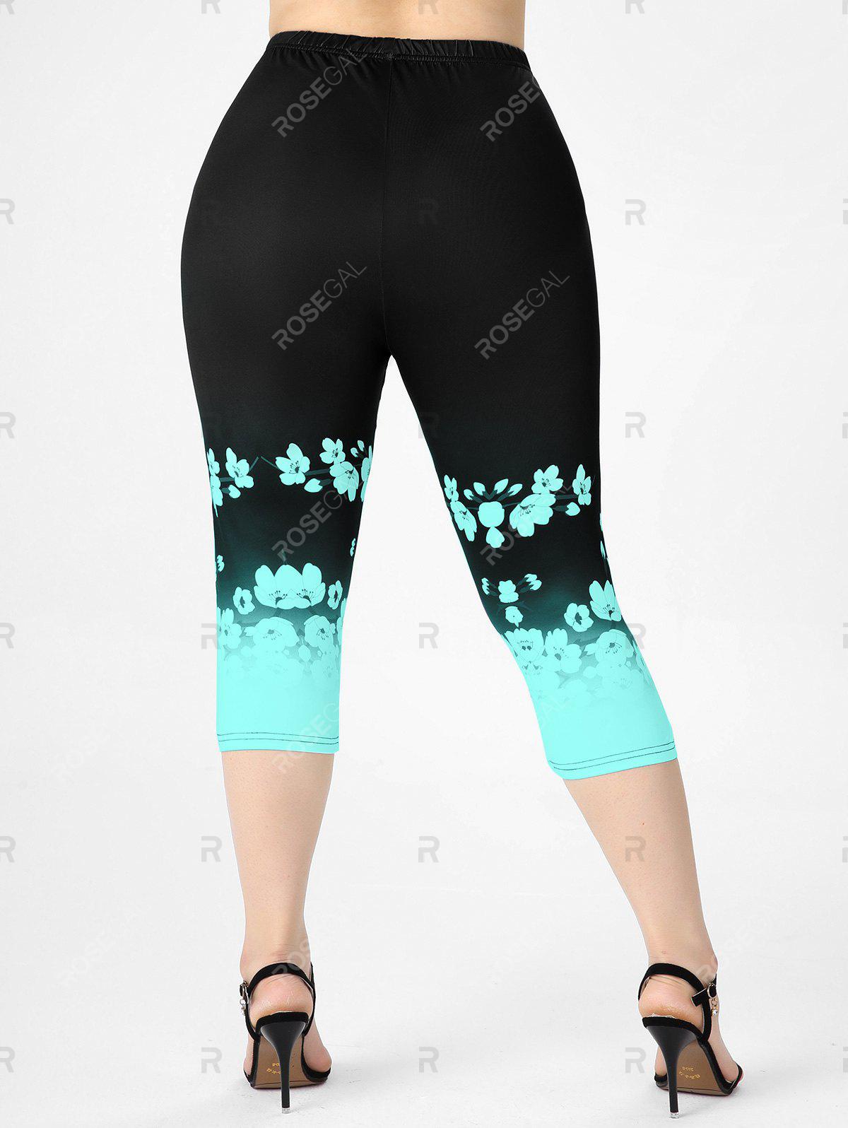 Plus Size & Curve Floral Print High Waist Capri Leggings