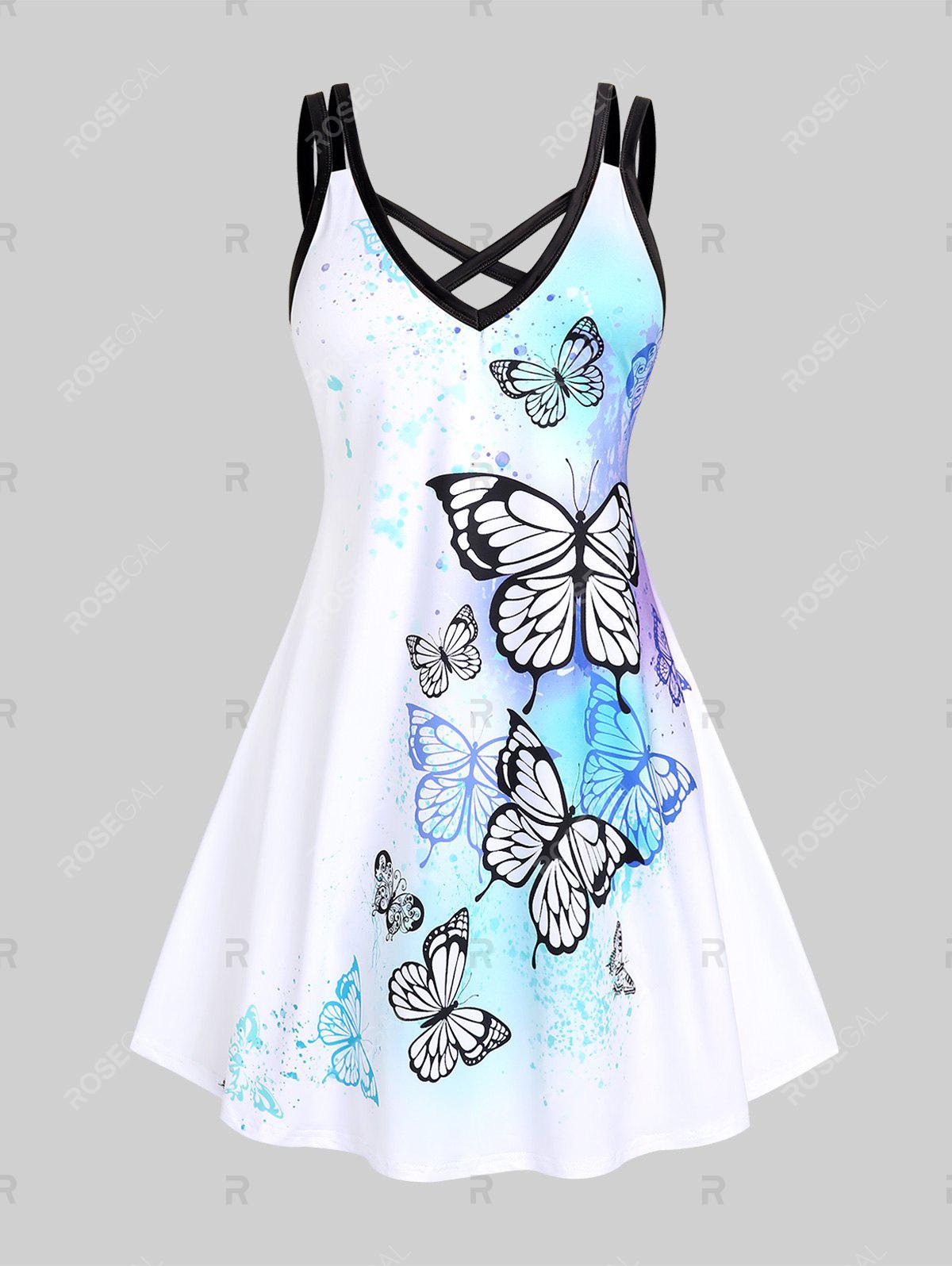 Plus Size & Curve Crisscross Butterfly Print Sunderss