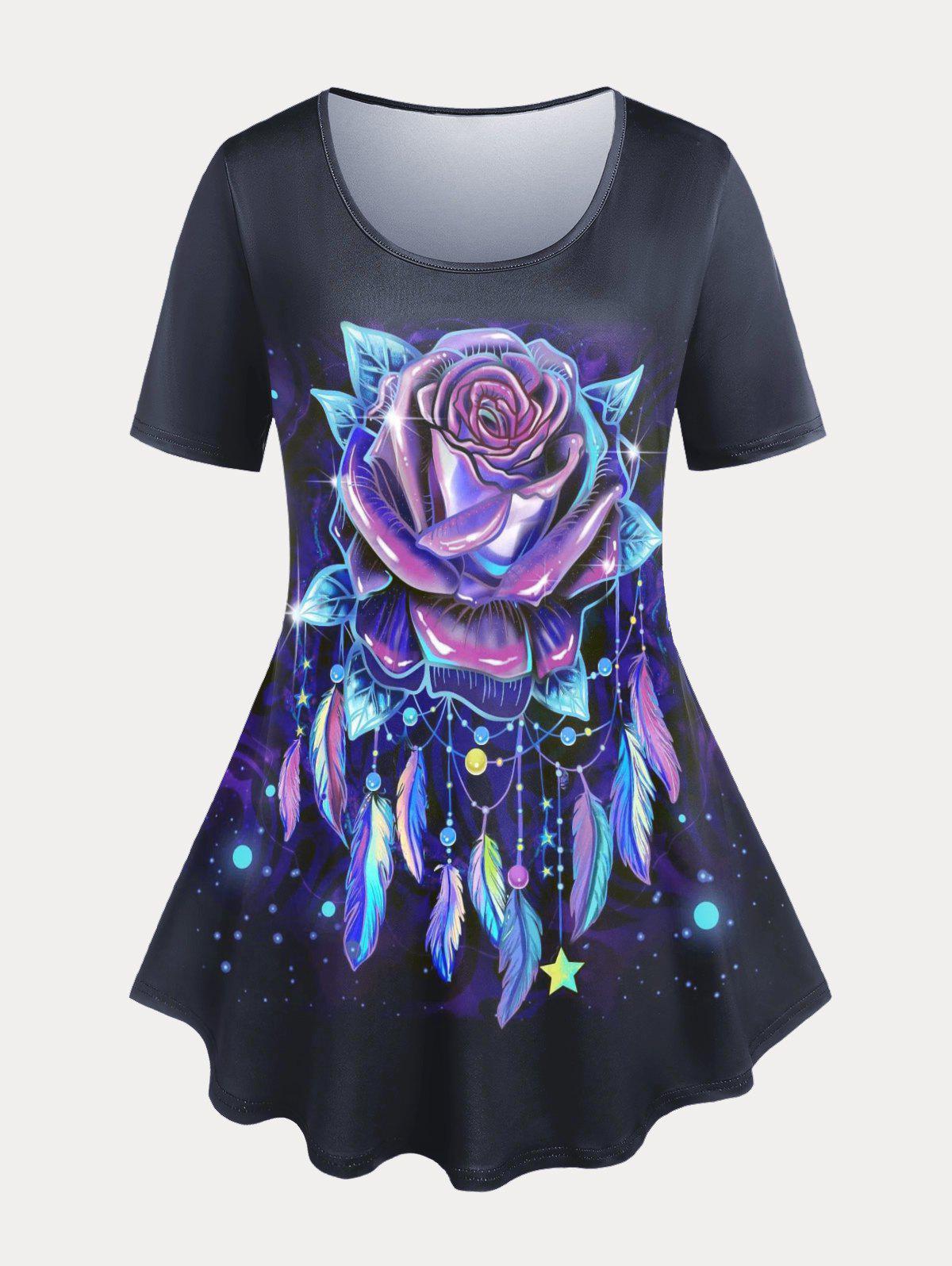 Plus Size & Curve Dreamcatcher Rose Print Tee