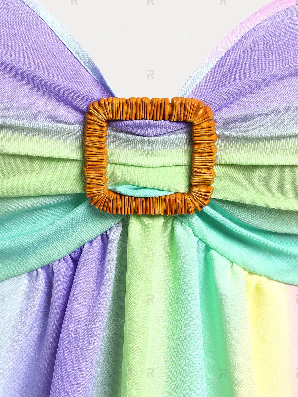 Ombre Color Square Ring Cold Shoulder Plus Size & Curve Tee