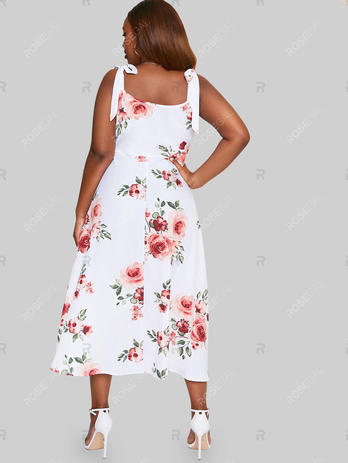 Plus Size & Curve Flower Print Empire Waist Cottagecore Dress