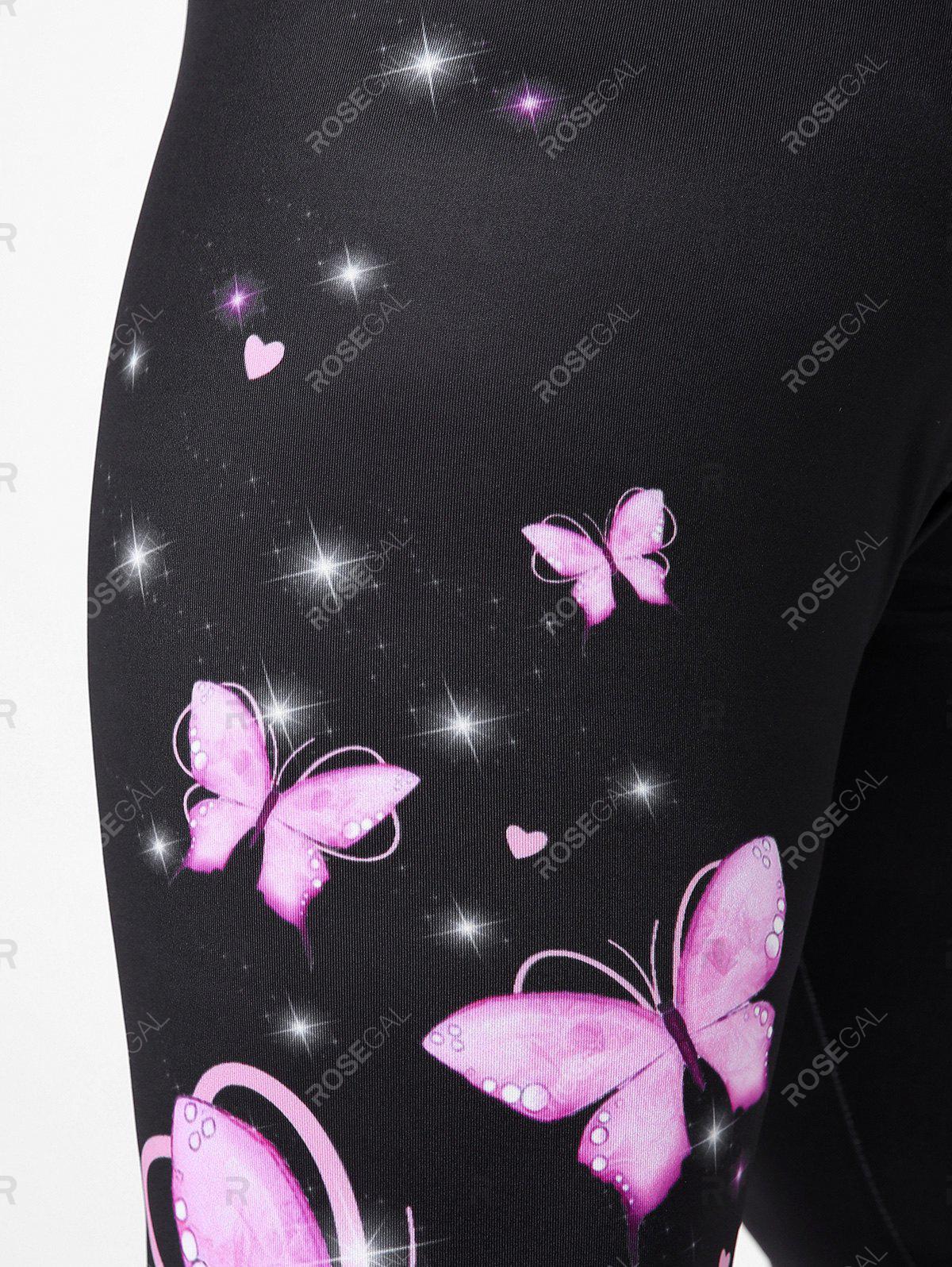 Plus Size & Curve High Waist Butterfly Print Capri Leggings