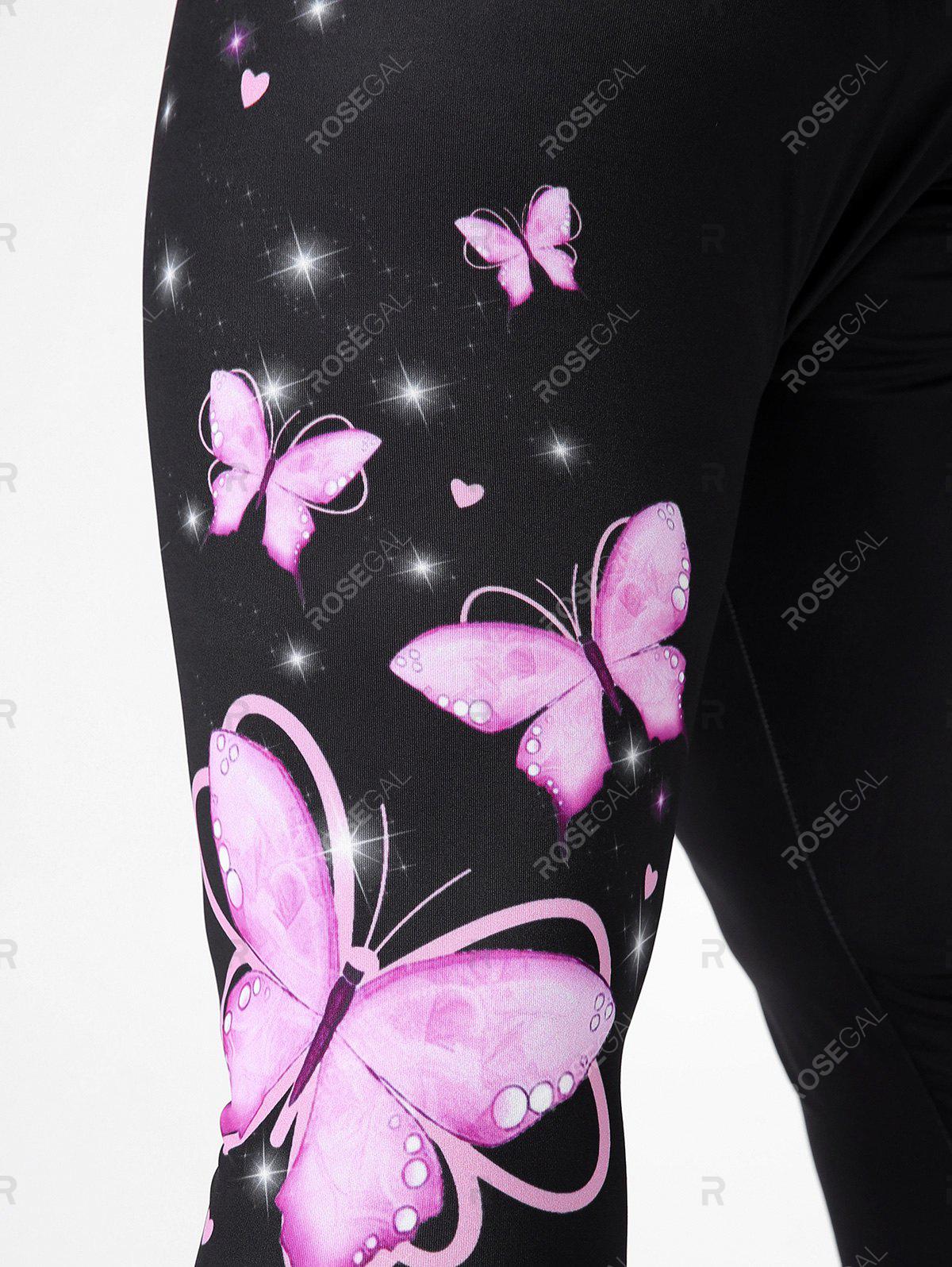 Plus Size & Curve High Waist Butterfly Print Capri Leggings