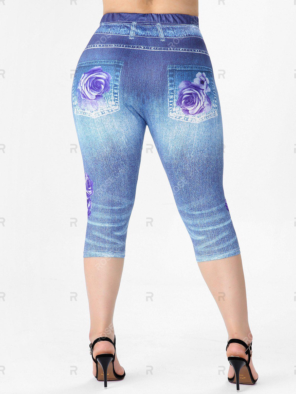 High Waisted 3D Rose Plus Size Leggings