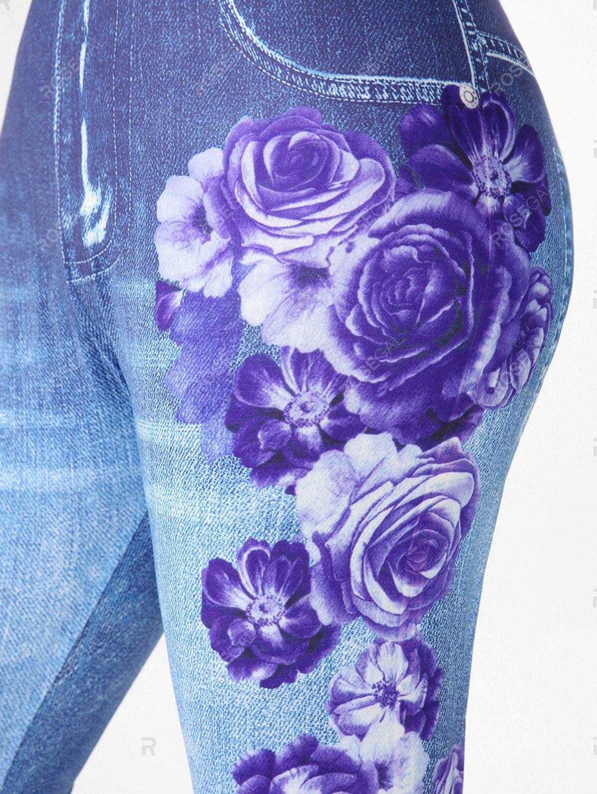 High Waisted 3D Rose Plus Size Leggings