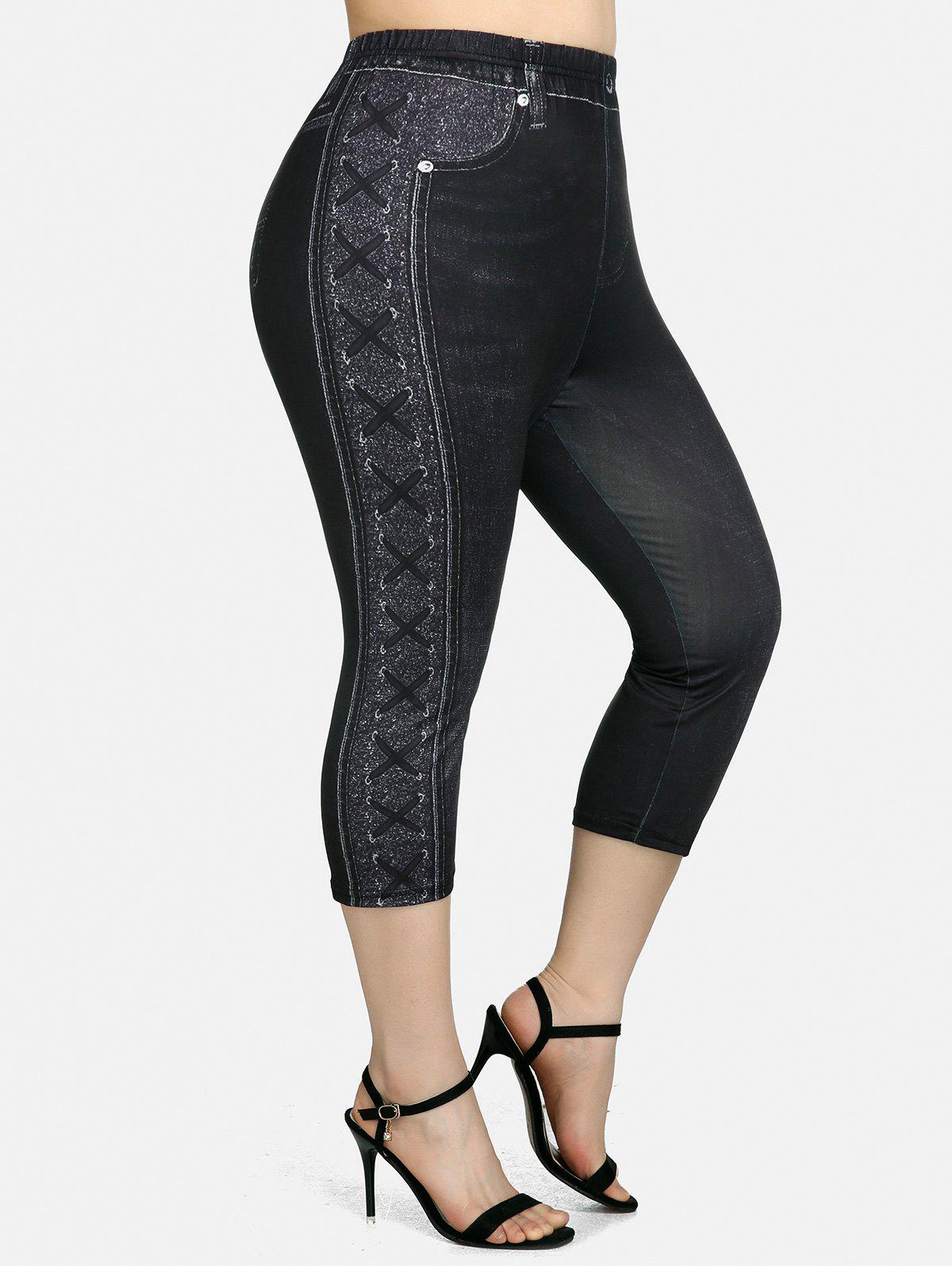 Plus Size & Curve High Rise 3D Print Capri Leggings