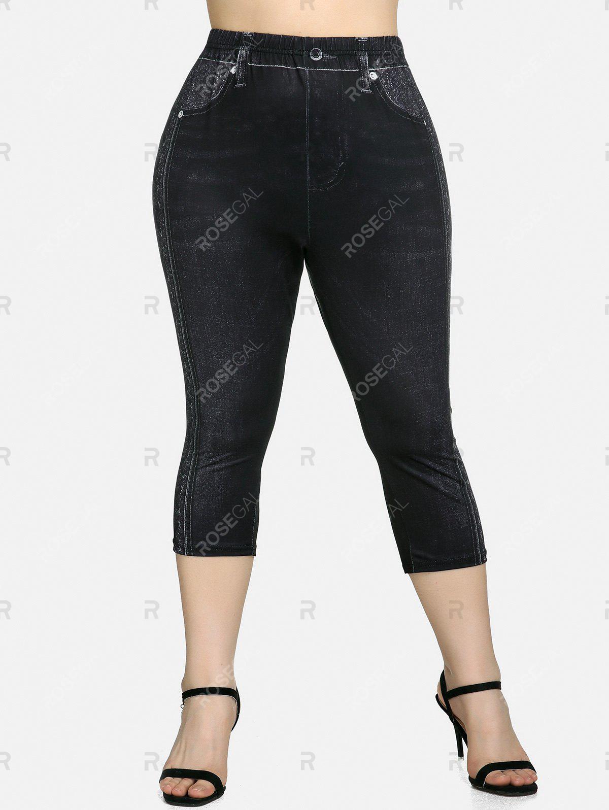 Plus Size & Curve High Rise 3D Print Capri Leggings