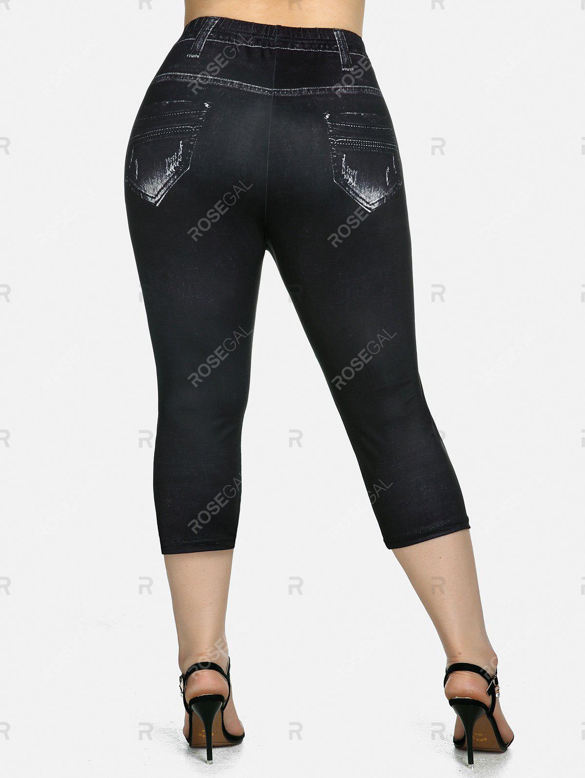 Plus Size & Curve High Rise 3D Print Capri Leggings