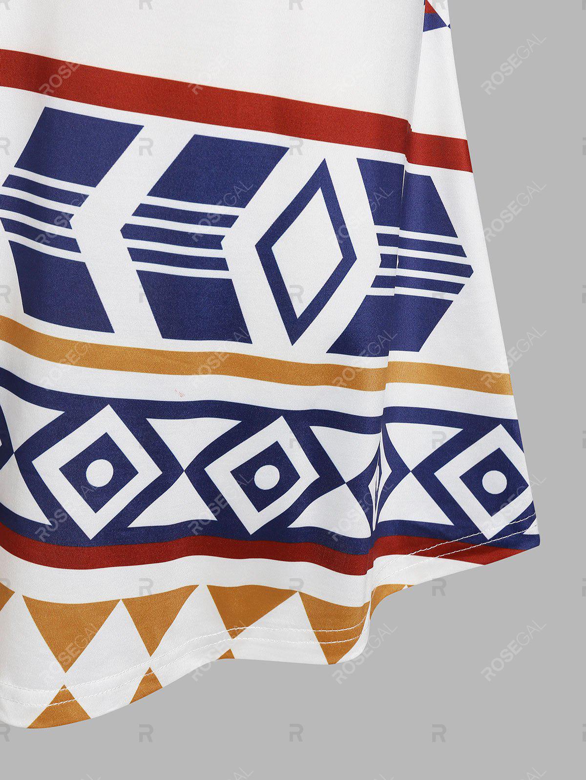 Plus Size Geometry Print Knee Length Sundress