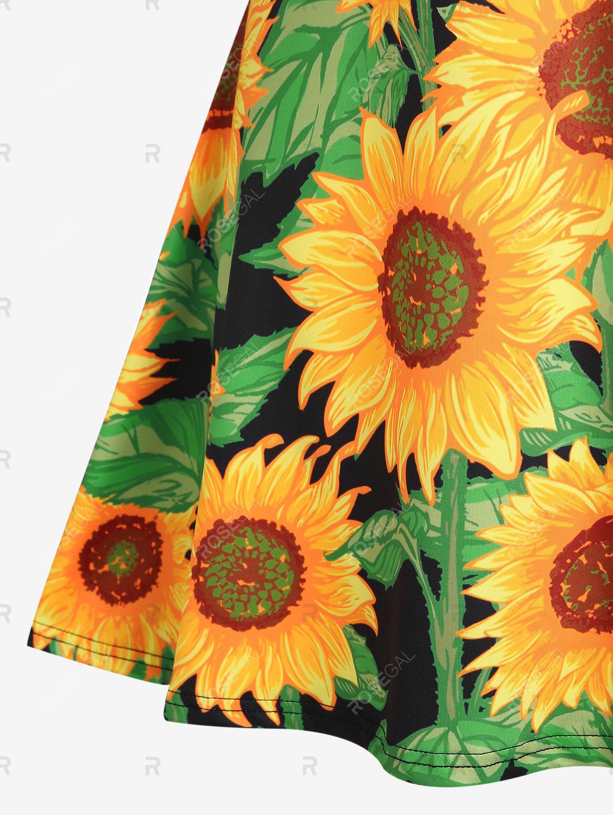 Plus Size & Curve Sunflower Print Crisscross Sundress