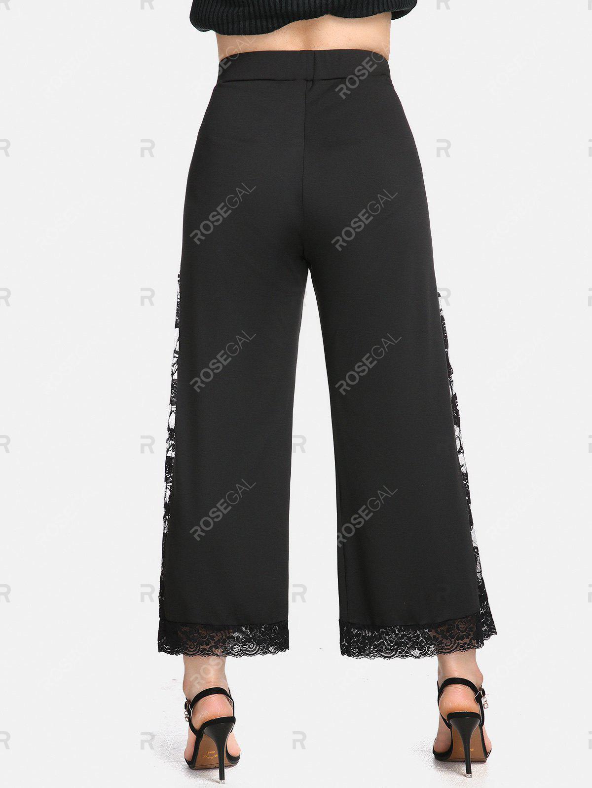 Plus Size & Curve Lace Panel Pull On Wide Leg Pants