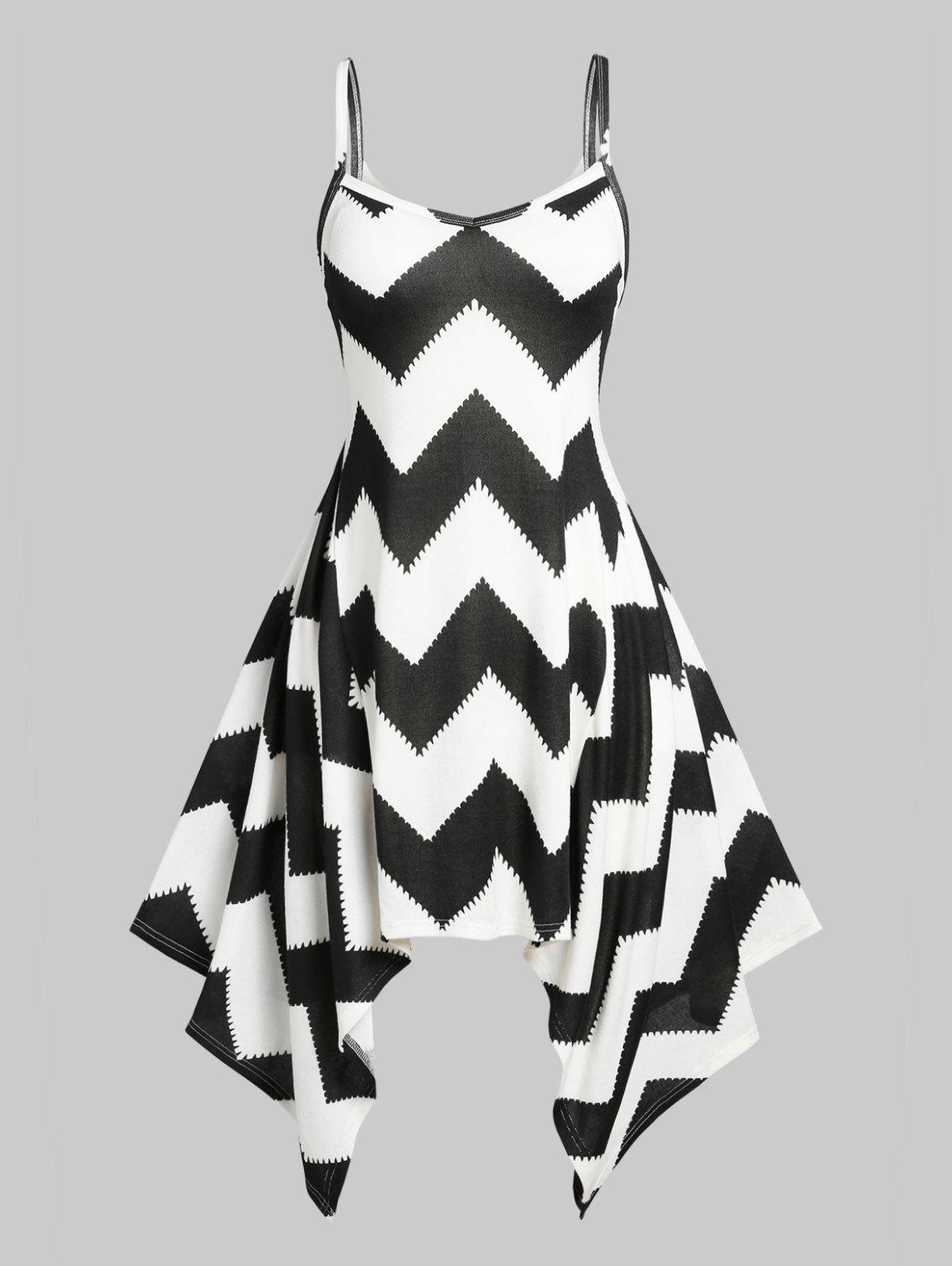 Plus Size & Curve Zigzag Handkerchief Midi Dress