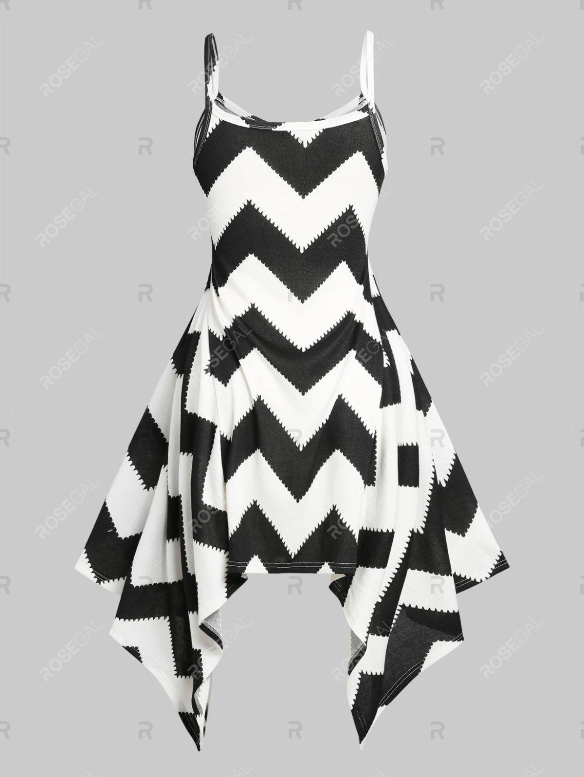 Plus Size & Curve Zigzag Handkerchief Midi Dress