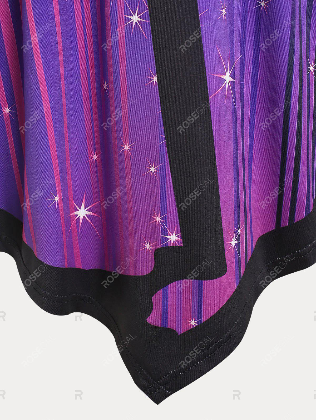 Galaxy Print Asymmetric Plus Size & Curve Tank Top